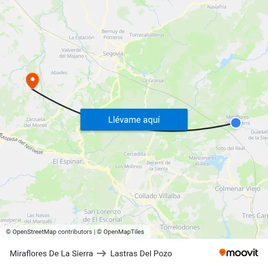 Miraflores De La Sierra to Lastras Del Pozo map