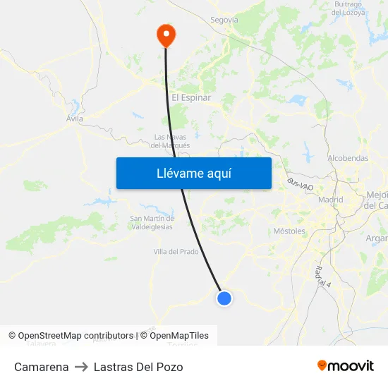 Camarena to Lastras Del Pozo map