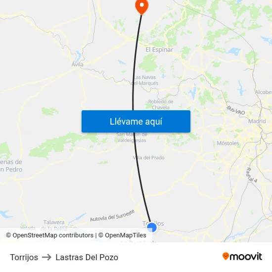 Torrijos to Lastras Del Pozo map