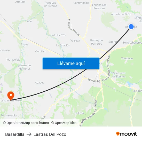 Basardilla to Lastras Del Pozo map