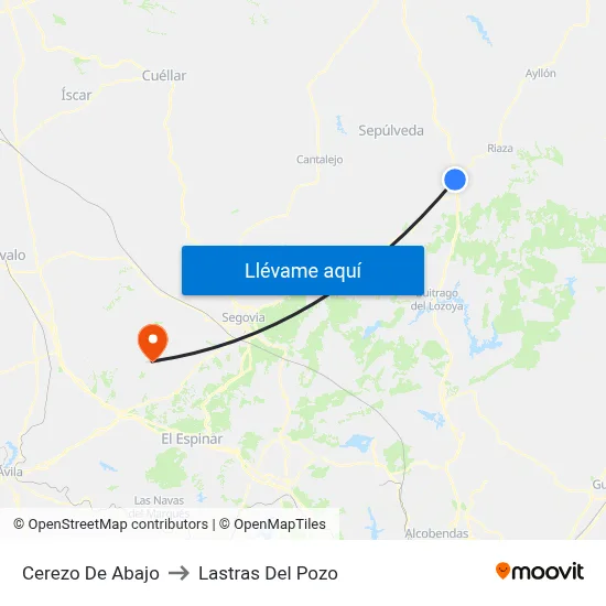 Cerezo De Abajo to Lastras Del Pozo map