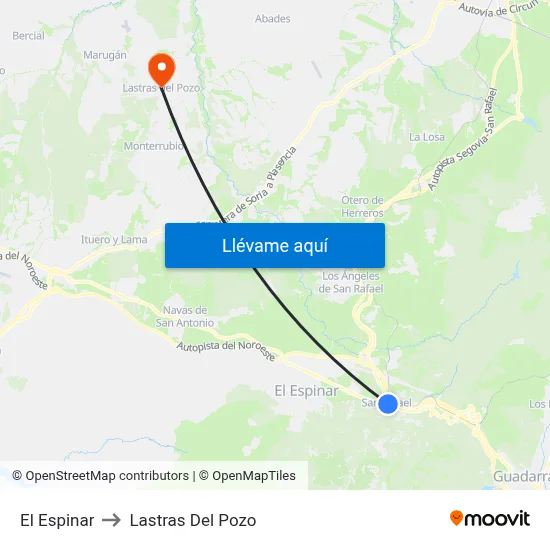El Espinar to Lastras Del Pozo map