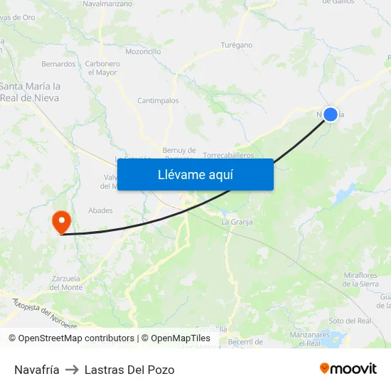 Navafría to Lastras Del Pozo map