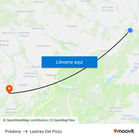 Prádena to Lastras Del Pozo map