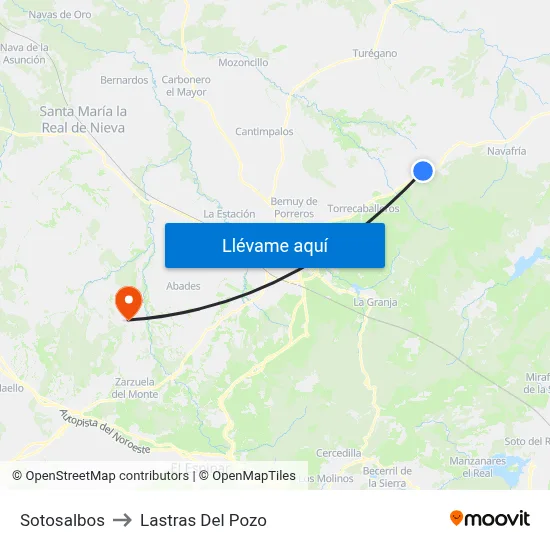 Sotosalbos to Lastras Del Pozo map