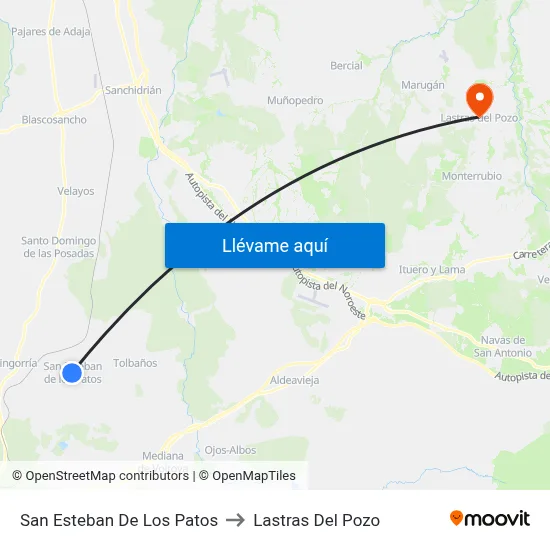 San Esteban De Los Patos to Lastras Del Pozo map