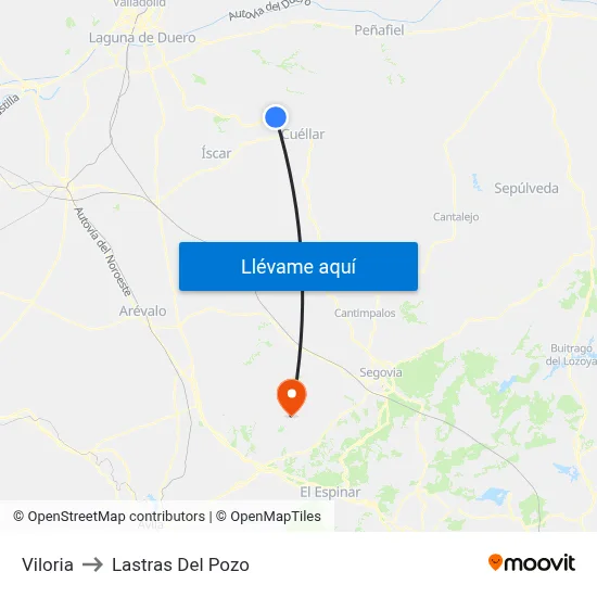 Viloria to Lastras Del Pozo map