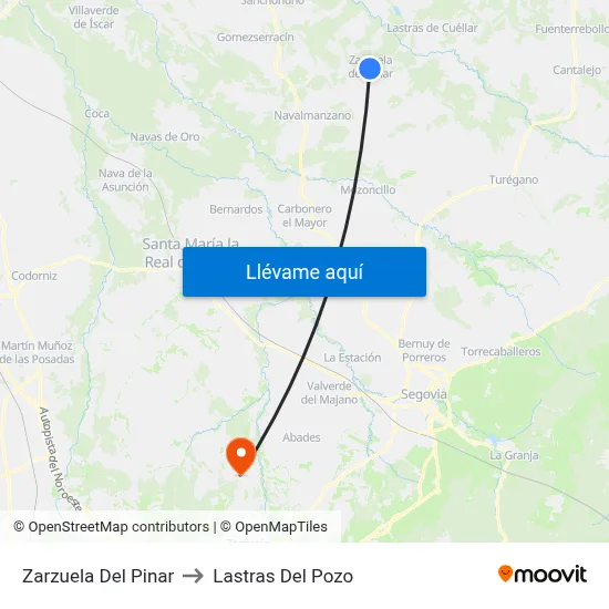 Zarzuela Del Pinar to Lastras Del Pozo map