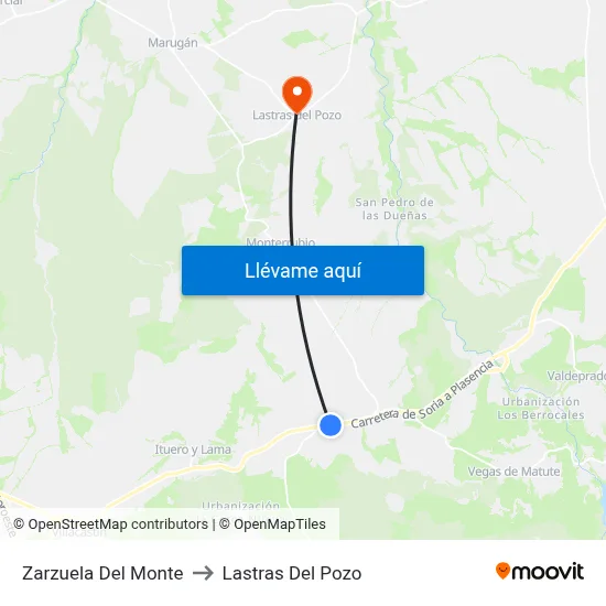 Zarzuela Del Monte to Lastras Del Pozo map