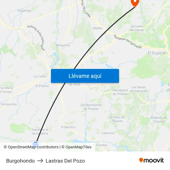 Burgohondo to Lastras Del Pozo map