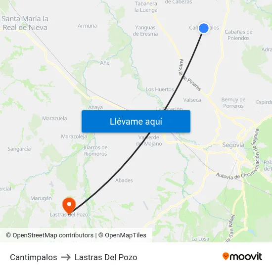 Cantimpalos to Lastras Del Pozo map