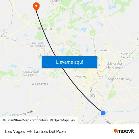 Las Vegas to Lastras Del Pozo map