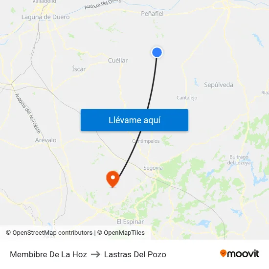 Membibre De La Hoz to Lastras Del Pozo map
