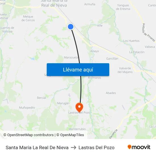 Santa María La Real De Nieva to Lastras Del Pozo map