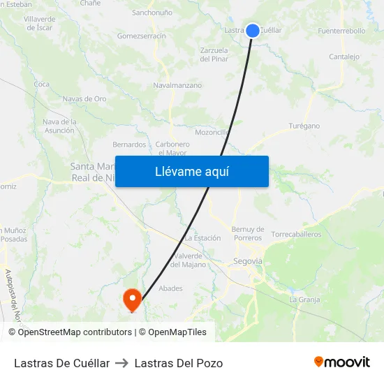 Lastras De Cuéllar to Lastras Del Pozo map