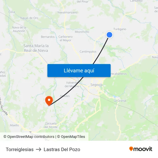 Torreiglesias to Lastras Del Pozo map