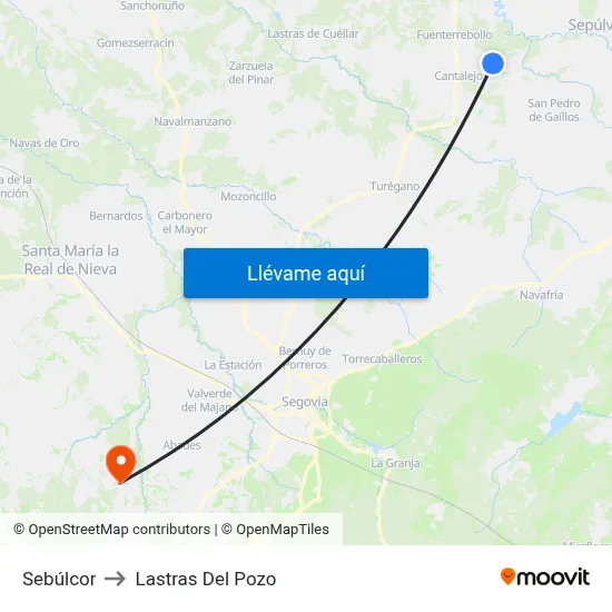 Sebúlcor to Lastras Del Pozo map