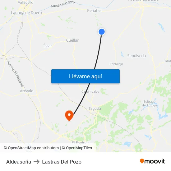 Aldeasoña to Lastras Del Pozo map