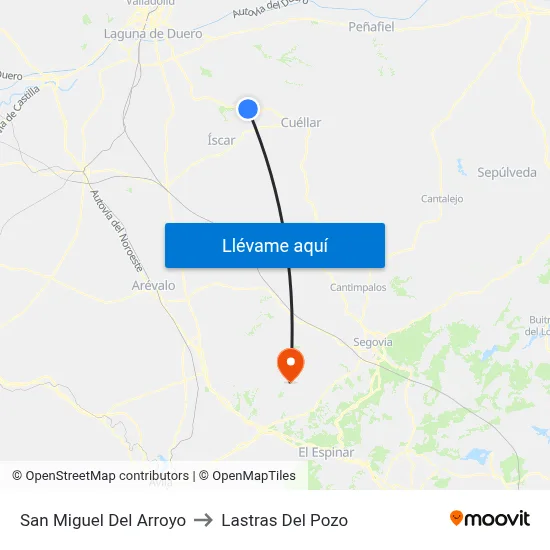 San Miguel Del Arroyo to Lastras Del Pozo map