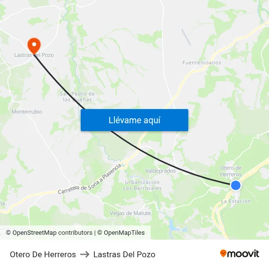 Otero De Herreros to Lastras Del Pozo map