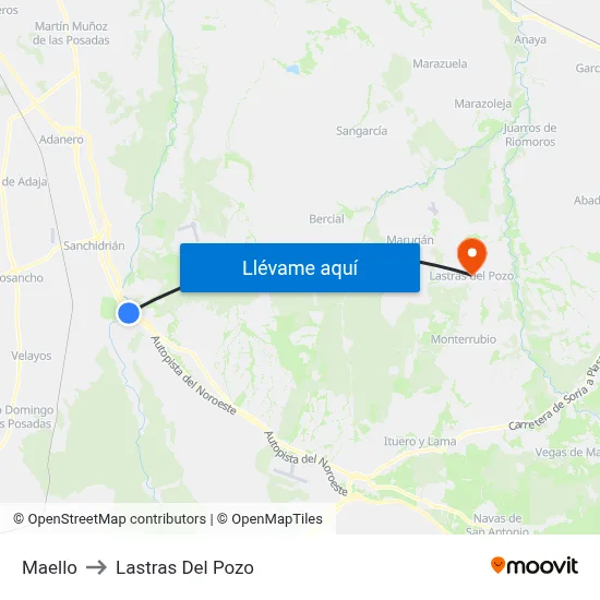Maello to Lastras Del Pozo map