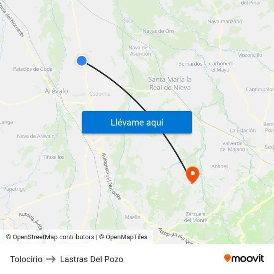 Tolocirio to Lastras Del Pozo map