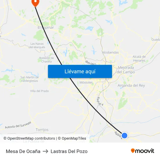 Mesa De Ocaña to Lastras Del Pozo map