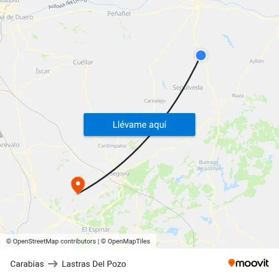 Carabias to Lastras Del Pozo map