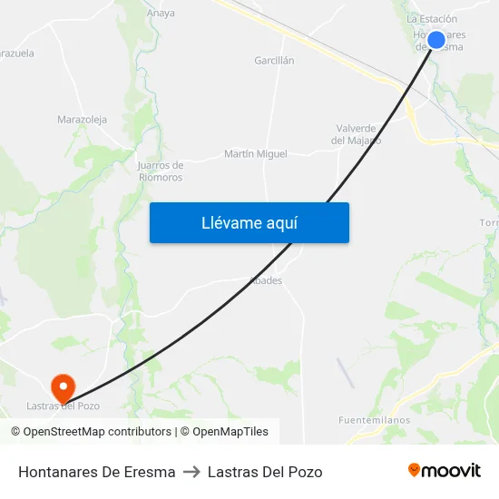 Hontanares De Eresma to Lastras Del Pozo map
