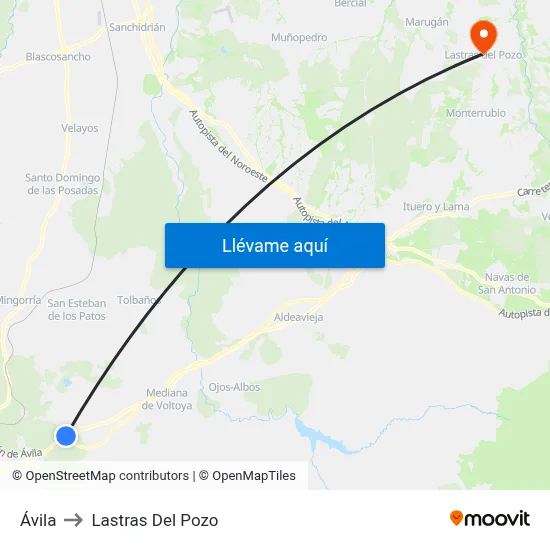 Ávila to Lastras Del Pozo map