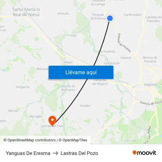 Yanguas De Eresma to Lastras Del Pozo map