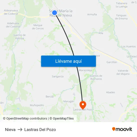 Nieva to Lastras Del Pozo map
