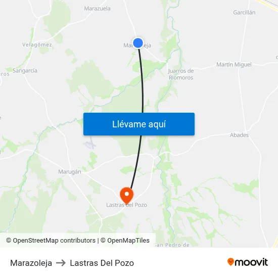 Marazoleja to Lastras Del Pozo map