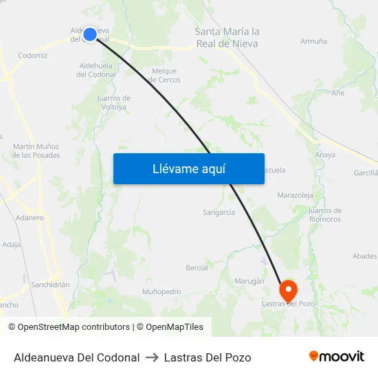 Aldeanueva Del Codonal to Lastras Del Pozo map
