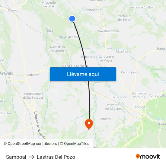 Samboal to Lastras Del Pozo map