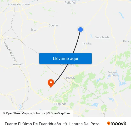 Fuente El Olmo De Fuentidueña to Lastras Del Pozo map