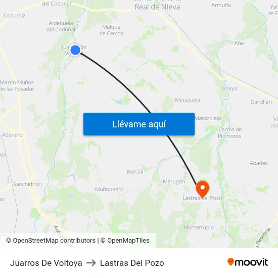 Juarros De Voltoya to Lastras Del Pozo map