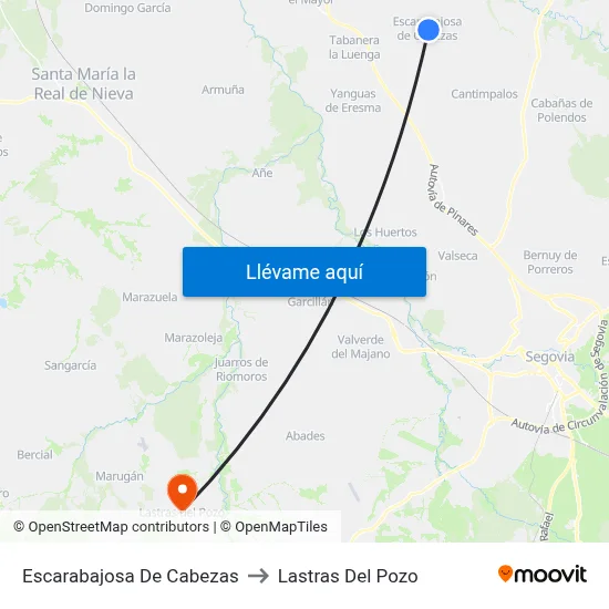 Escarabajosa De Cabezas to Lastras Del Pozo map