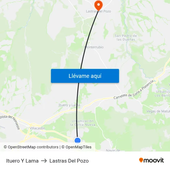 Ituero Y Lama to Lastras Del Pozo map