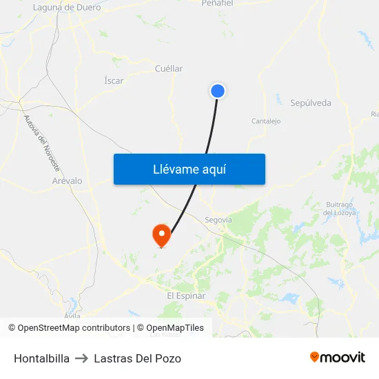 Hontalbilla to Lastras Del Pozo map
