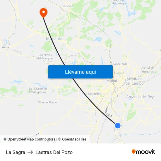 La Sagra to Lastras Del Pozo map