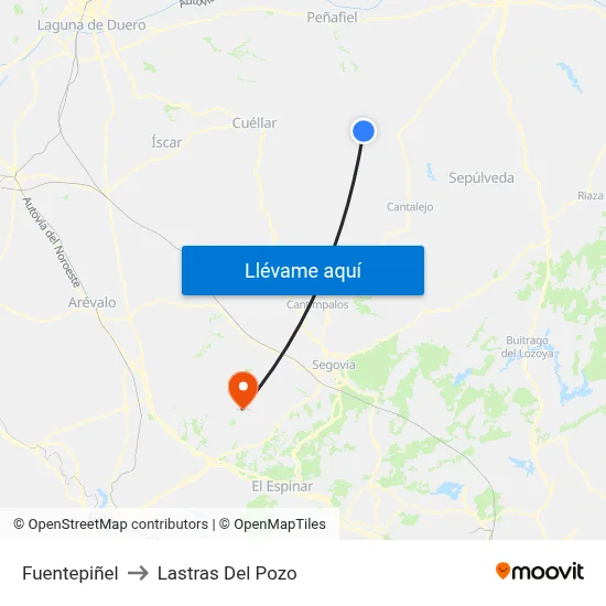 Fuentepiñel to Lastras Del Pozo map