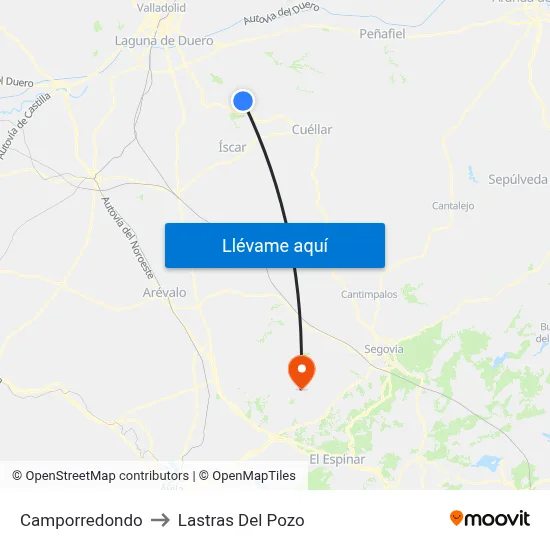 Camporredondo to Lastras Del Pozo map