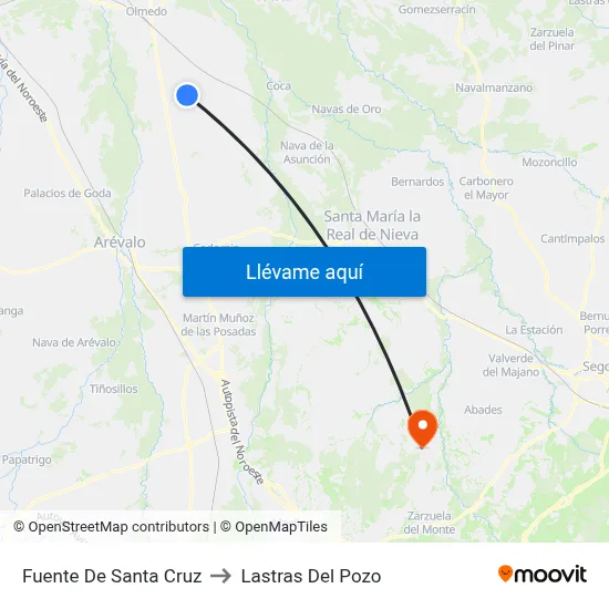 Fuente De Santa Cruz to Lastras Del Pozo map