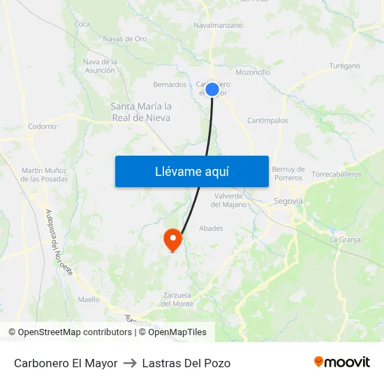 Carbonero El Mayor to Lastras Del Pozo map