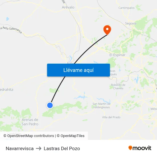 Navarrevisca to Lastras Del Pozo map