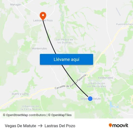 Vegas De Matute to Lastras Del Pozo map