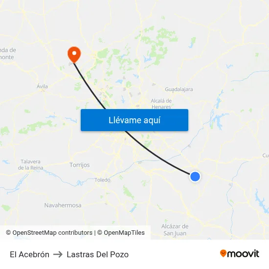 El Acebrón to Lastras Del Pozo map