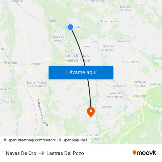 Navas De Oro to Lastras Del Pozo map