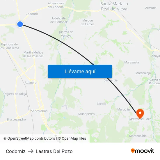 Codorniz to Lastras Del Pozo map